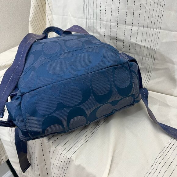 Coach Kyra Signature Logo Navy Blue Canvas Backpack F16548 - Picture 5 of 7